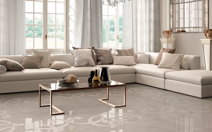 Piso de porcelanato líquido no chão da sala