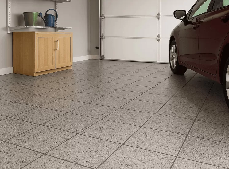 Piso de garagem com revestimento epóxi da Retaprene aplicado em superfície de concreto