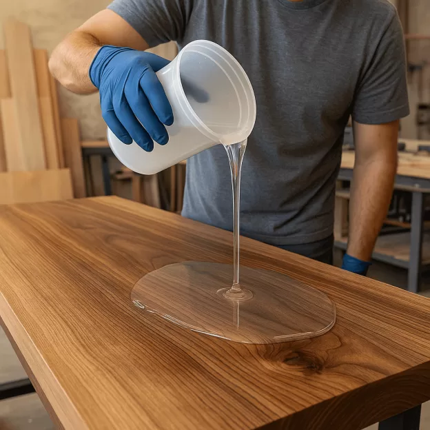 Aplicação de resina epóxi Retaprene em piso industrial com acabamento brilhante