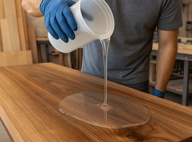 Aplicação de resina epóxi Retaprene em piso industrial com acabamento brilhante