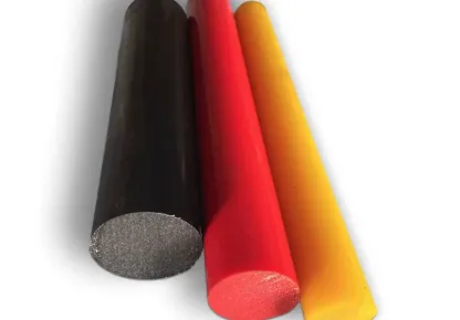 Barras cilíndricas de peças técnicas poliuretano utilizadas em aplicações industriais