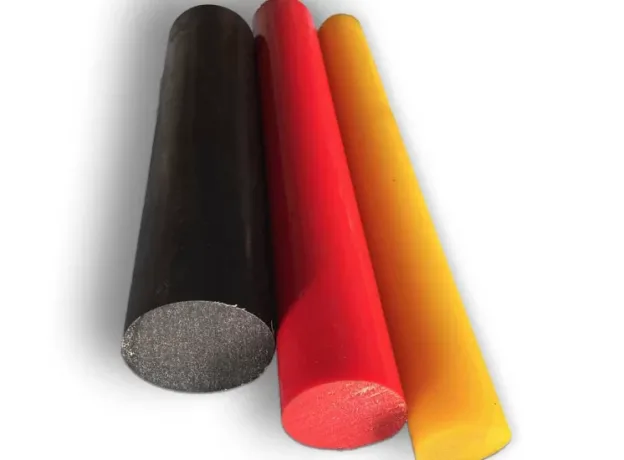 Barras cilíndricas de peças técnicas poliuretano utilizadas em aplicações industriais