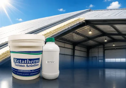 Isolamento térmico para telhado de galpão com produto Retatherm aplicado em cobertura metálica para reduzir o calor interno e aumentar a eficiência térmica industrial.