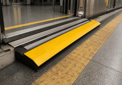 Redutor de vão de plataforma de estação de metrô instalado entre o trem e a plataforma
