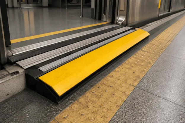 Redutor de vão de plataforma de estação de metrô instalado entre o trem e a plataforma