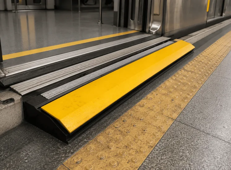 Redutor de vão de plataforma de estação de metrô instalado entre o trem e a plataforma