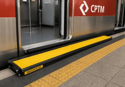 Redutor de vão para CPTM instalado entre o trem e a plataforma da estação