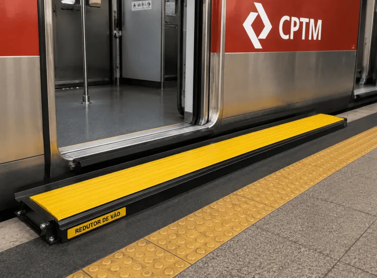 Redutor de vão para CPTM instalado entre o trem e a plataforma da estação