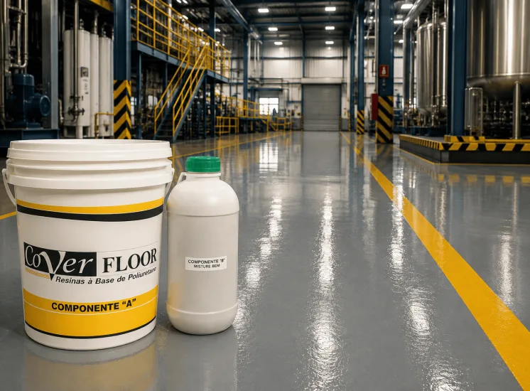 Revestimento para piso de indústria com alta resistência mecânica e proteção química em chão de fábrica.