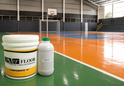 Revestimento para piso esportivo aplicado em quadra poliesportiva, com acabamento resistente, uniforme e de alto desempenho.